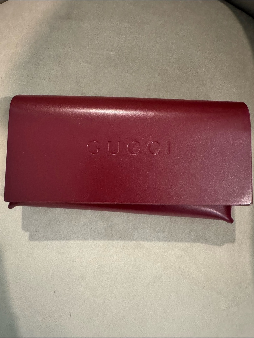 Gucci Wine Red Embossed Leather Sunglass Case - Picture 2 of 3
